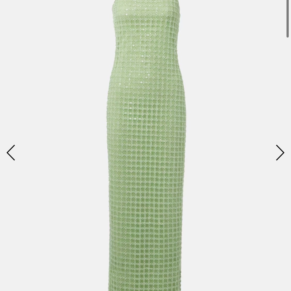ROTATE Green sequins FLOOR LENGTH DRESS